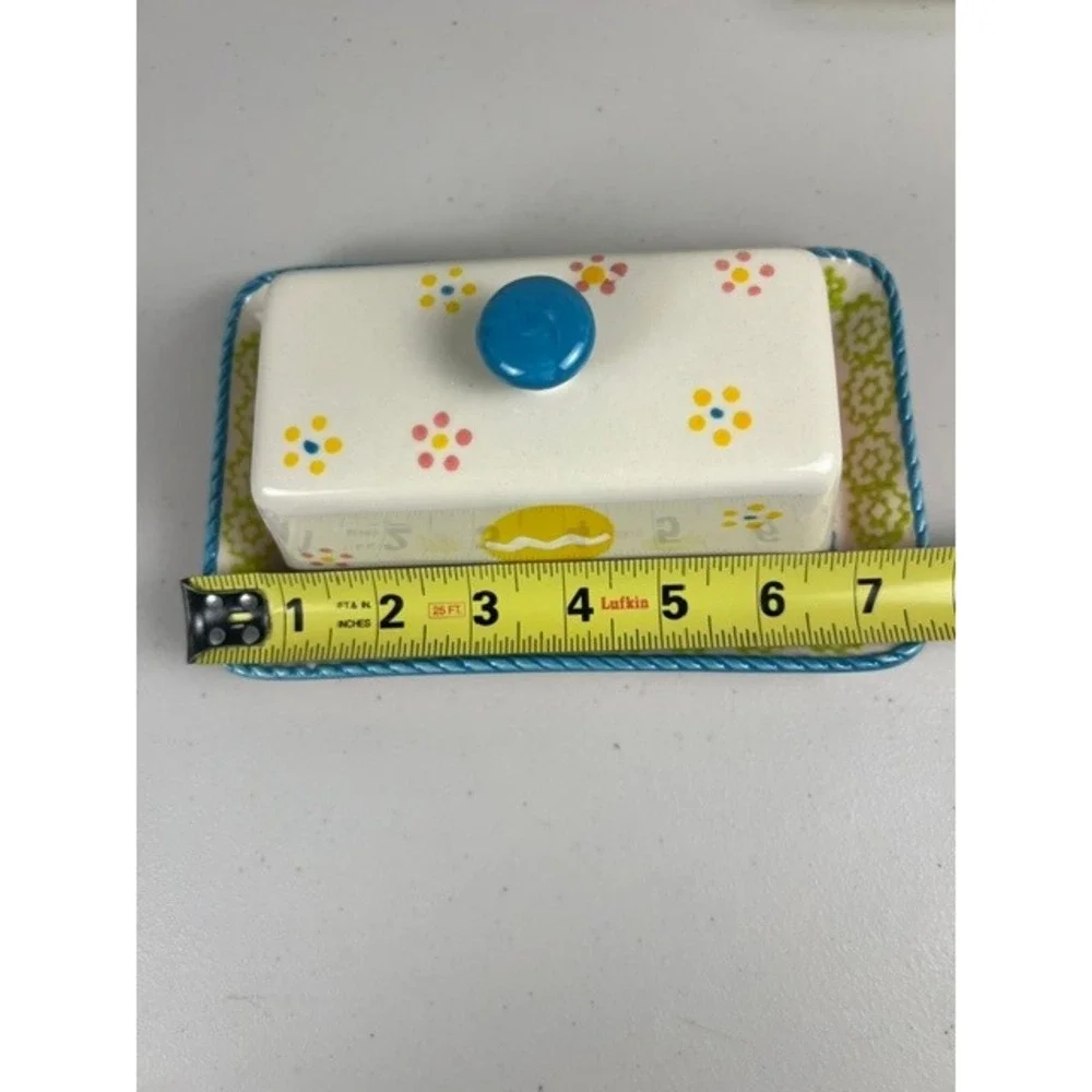 Temp-tations Old World Ceramic Butter Dish Loaf Pan Tray Measuring Spoons Set
